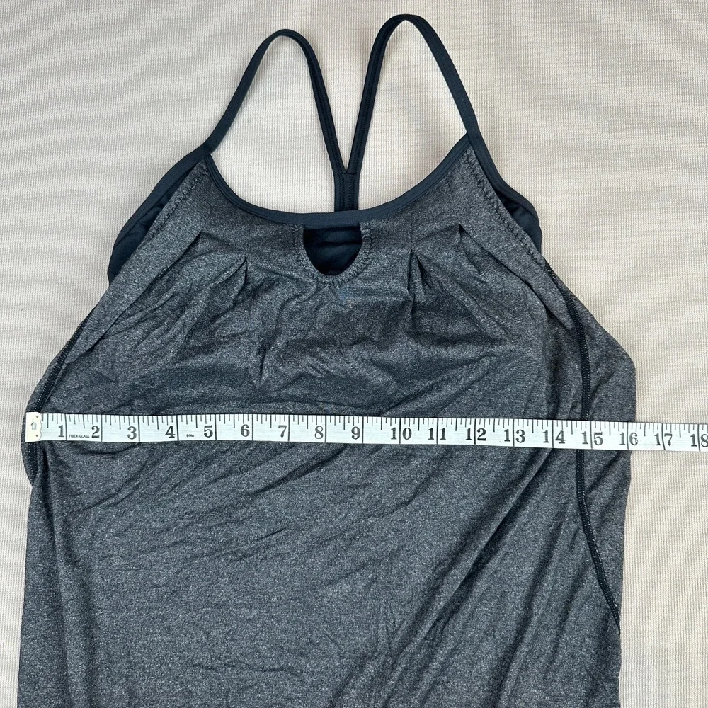 Lululemon Women's Heathered Gray Black Racerback Tank Built-In Bra Sz 4